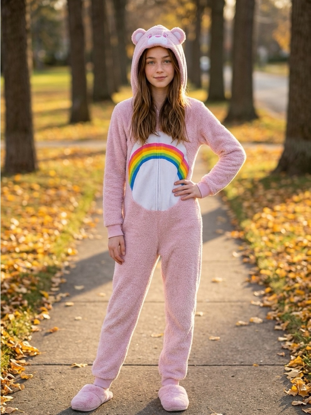 Vintage Care Bears Cheer Bear Hooded Onesie Pajamas #Halloween